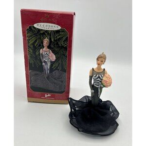 Hallmark Barbie 40th Anniversary Ornament Keepsake 1999 Black White Dress Blonde